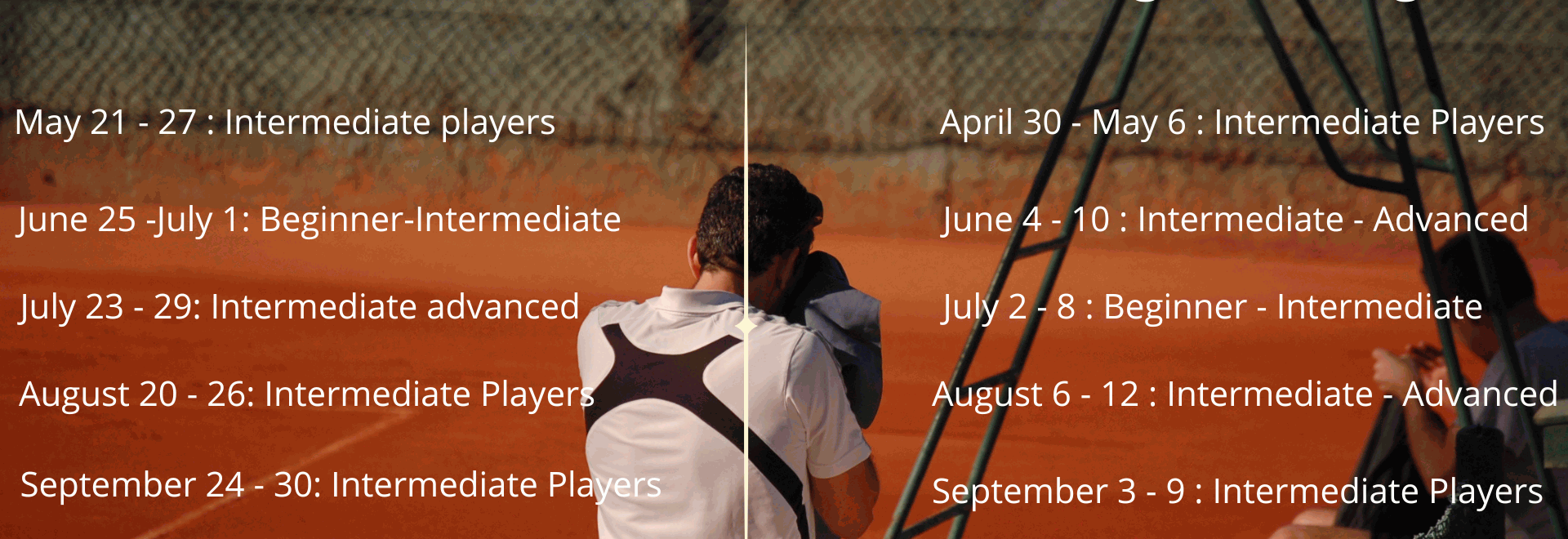 Intermediate - Advanced Players Adult tennis camp, Algarve - Costa de Tennis, Spain